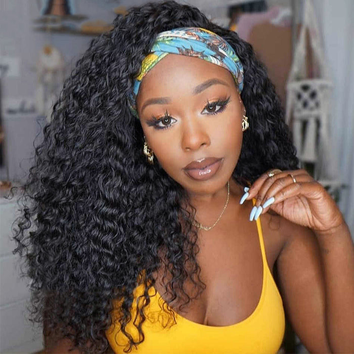 Headband Wig Human Hair For Black Women Human Hair Headband Wig Human Hair deep wave Headband