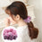 Luxury elegant hair accessories double layer organza hair band ponytail holder pearl rhinestone 3D floral designer scrunchies