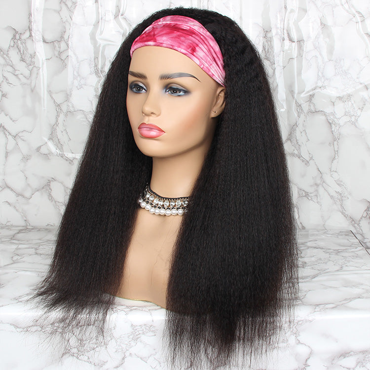 Water Wave None Lace Front Wigs Human Hair Machine Made Wet and Wavy Headband Wigs