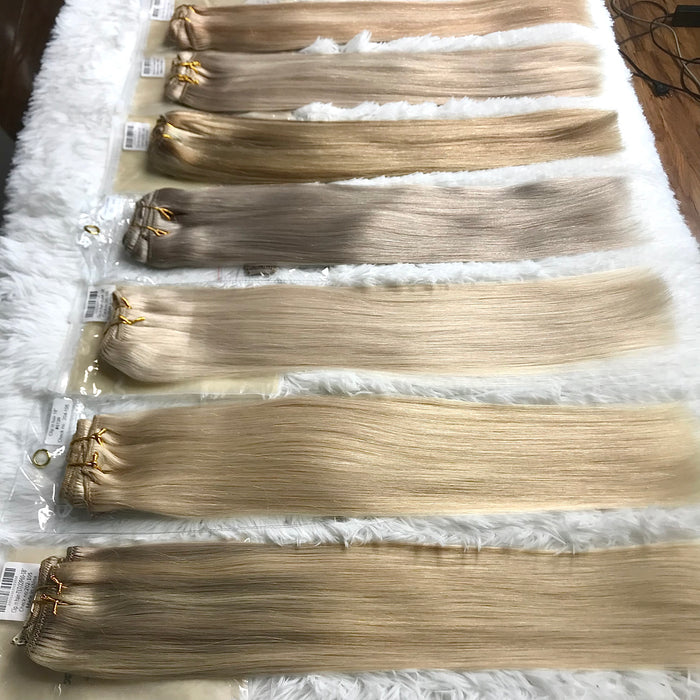 Silk Straight Blonde Virgin 30 inch Natural Human Hair Clip In Hair Extensions