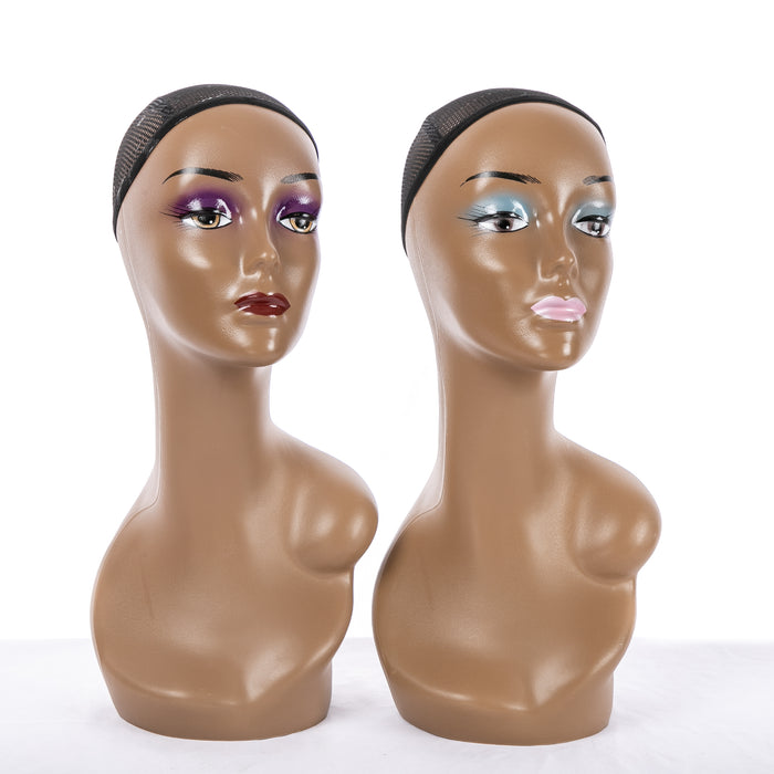 Hot Sale New Dark Skin Mannequin Head with Shoulder Realistic Half Body Double Shoulder