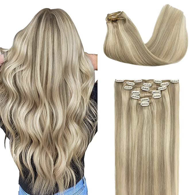 Human virgin clip in hair extension for women of Human hair