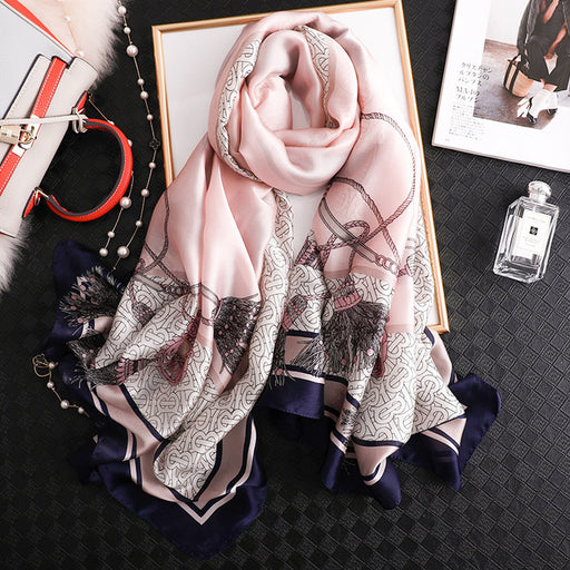 New Spring Beach Hijab Shawls Wraps Female Foulard Designer Printed Luxury Silk Scarf