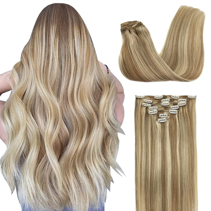 Cuticle Aligned Extensions Clip in Human Hair Extensions