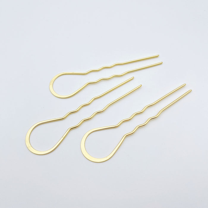 2 prong updo silver and rose gold plated metal branch French hair fork hairpins copper wire wave u shaped hair pins for girls