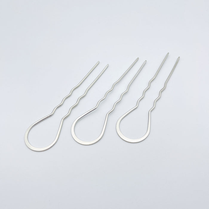 2 prong updo silver and rose gold plated metal branch French hair fork hairpins copper wire wave u shaped hair pins for girls