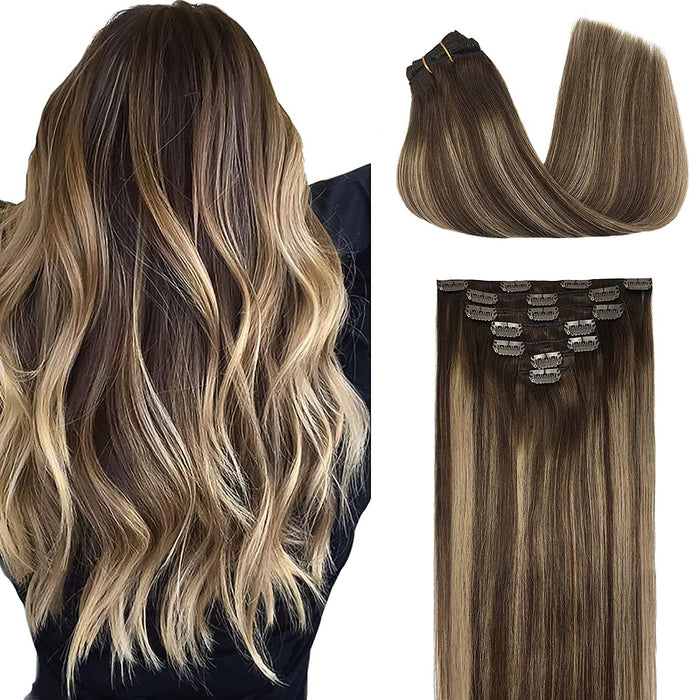 Human Hair Piece Brown Balayage Color Silk Base Human Hair Topper