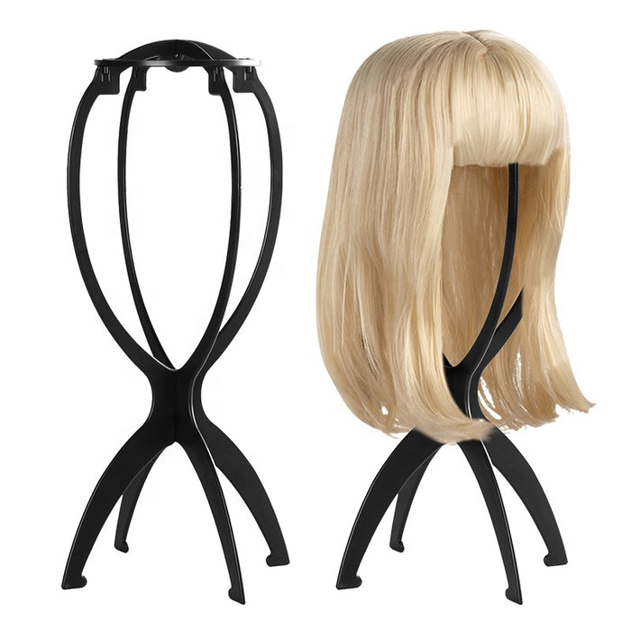 Hot sale wig accessories portable adjustable folding plastic wig stand holder