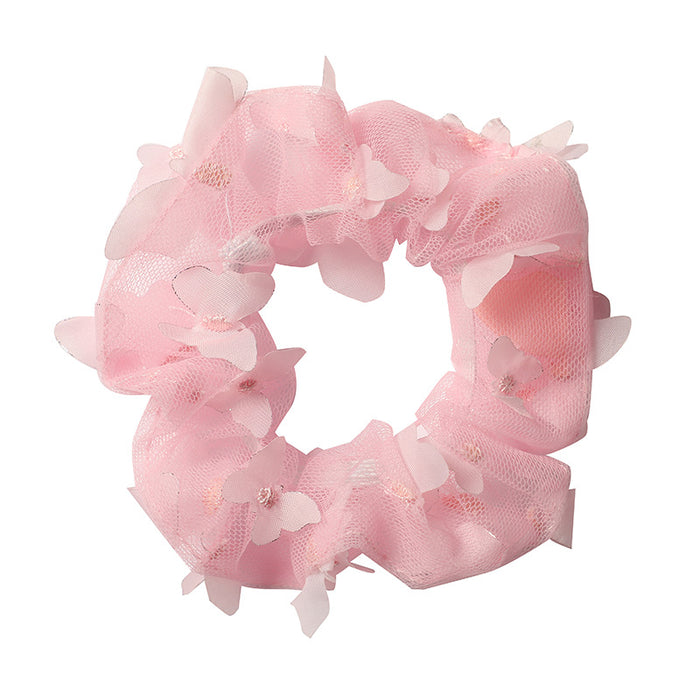 Spring summer tulle scrunchy hair ties organza cartoon 3D moving butterfly scrunchies