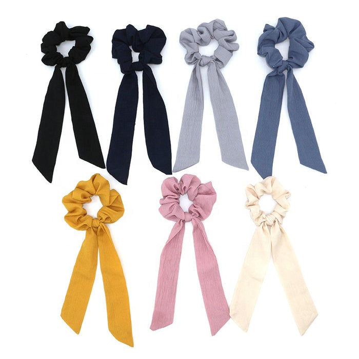 Scrunchies dot flower heart plain elastic band crunchies hair ties long ribbon hair tie