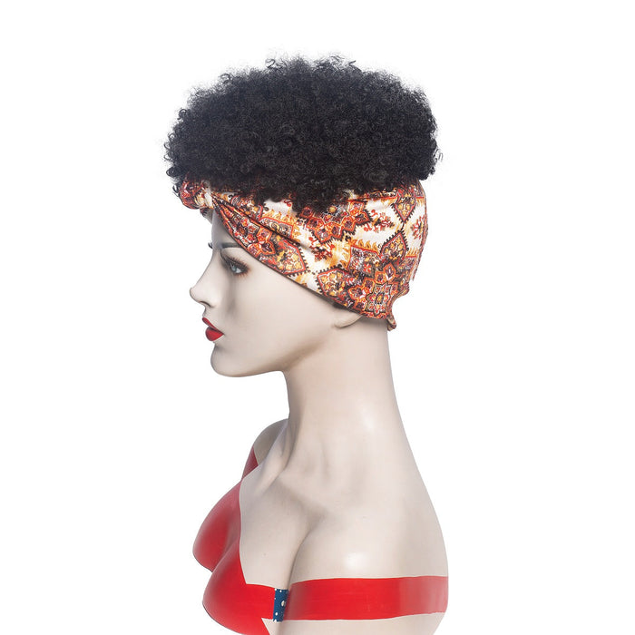 Hot Sexy Kinky Curly Wig with Printed Headband