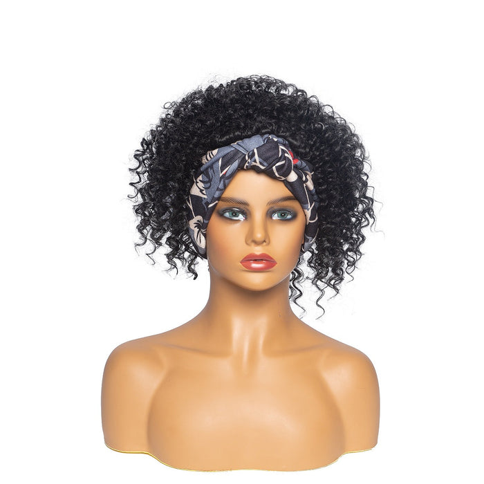 Hot Sexy Kinky Black Wig with Cross Headband