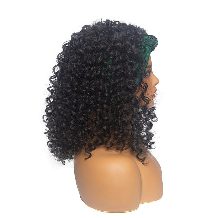 Hot Sexy Kinky Long Curly Wig with Green Headband