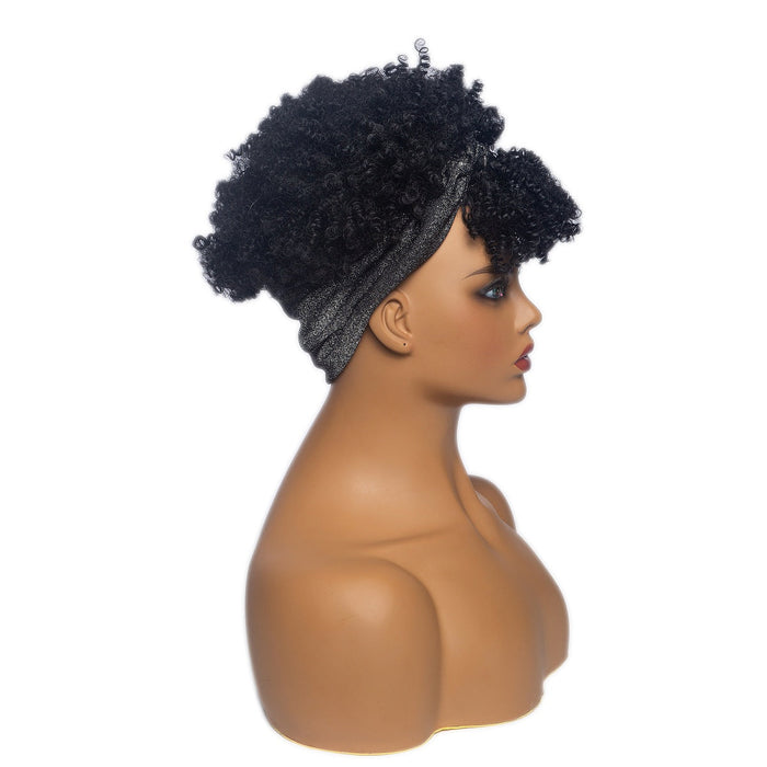 Hot Sexy Kinky Curly Bang Wigs with Grey Headband