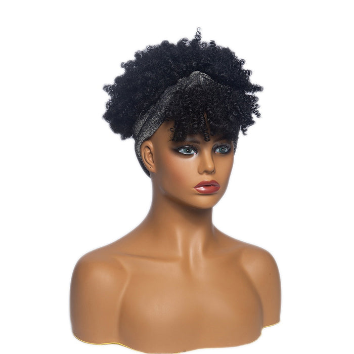 Hot Sexy Kinky Curly Bang Wigs with Grey Headband