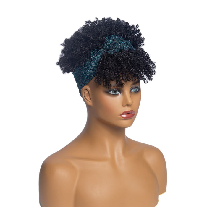 Hot Sexy Kinky Curly Wigs with Green Headband