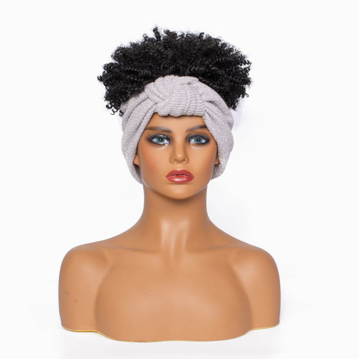 Hot Sexy Kinky Curly Wig with Cross Pink Headband