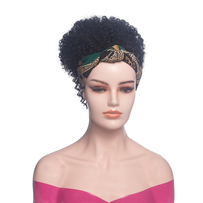 Hot Sexy Kinky Wig with Mix Green&Black Headband