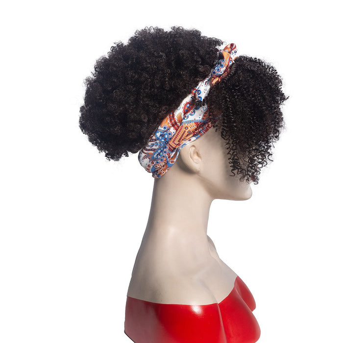 Hot Sexy Kinky Curly Bang Wig with Cute Bowtie Headband