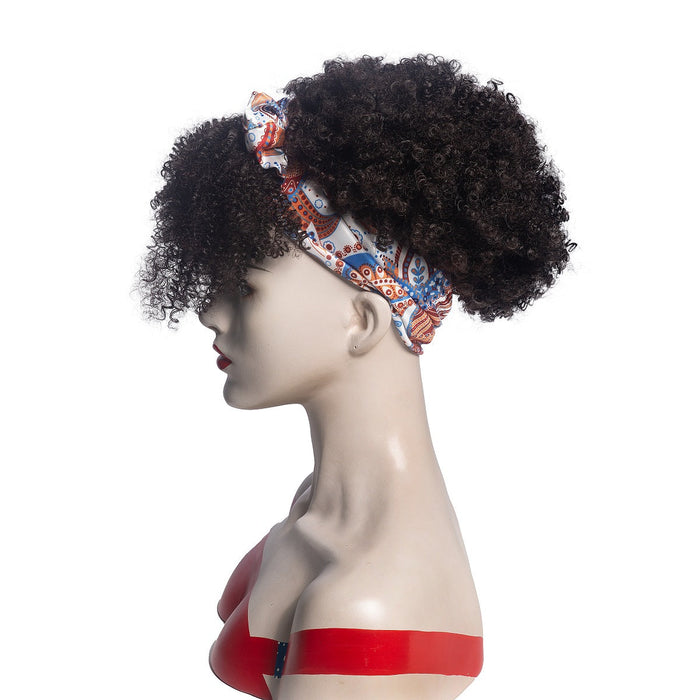 Hot Sexy Kinky Curly Bang Wig with Cute Bowtie Headband