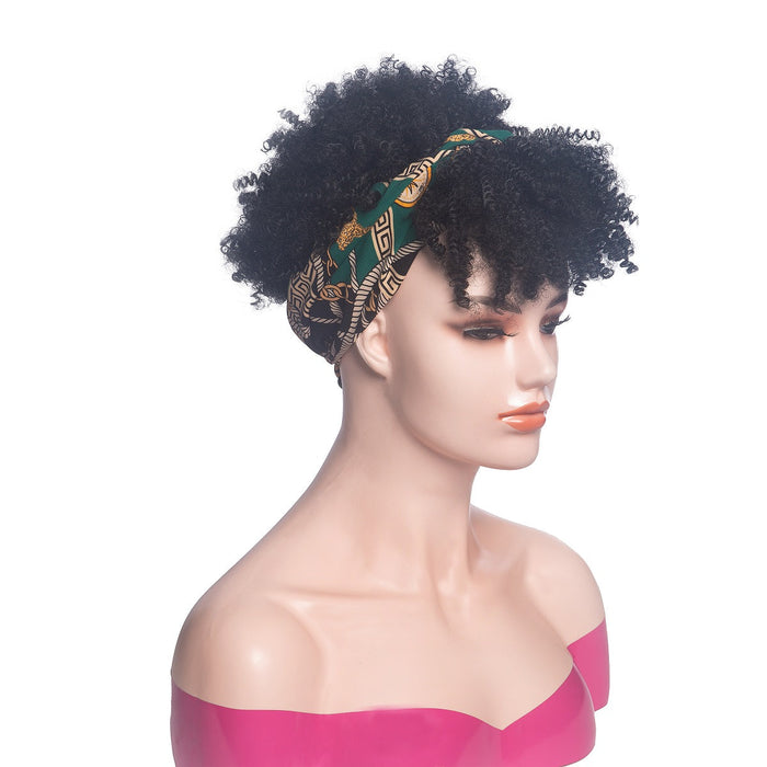 Hot Sexy Kinky Bang Wig with Mix Green&Black Headband