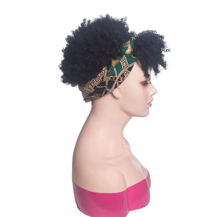 Hot Sexy Kinky Bang Wig with Mix Green&Black Headband