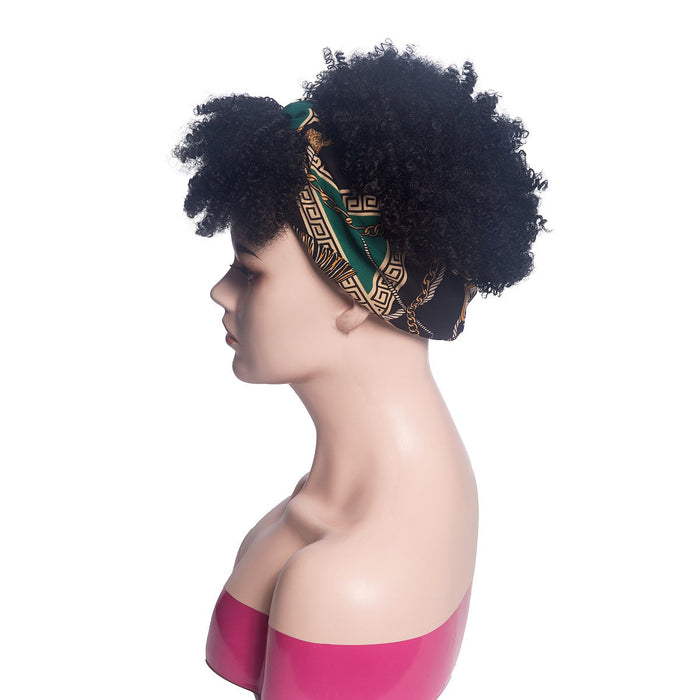 Hot Sexy Kinky Bang Wig with Mix Green&Black Headband