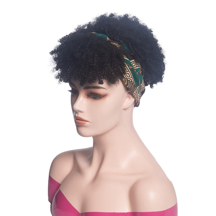 Hot Sexy Kinky Bang Wig with Mix Green&Black Headband