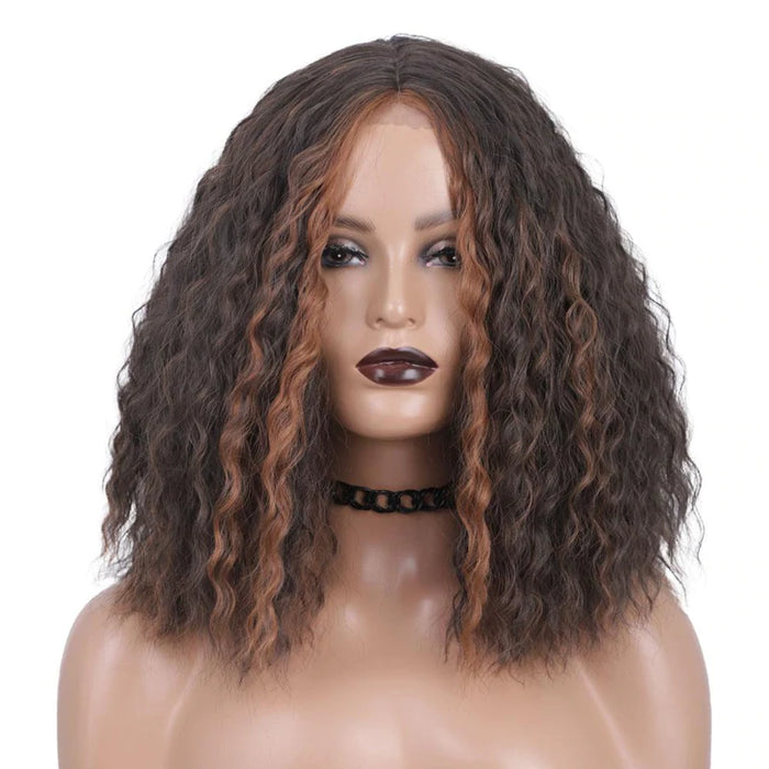 Ombre Blonde Short Kinky Curl Mini Lace Front Wigs