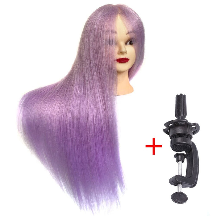 Ombre Mannequin Doll Head for Hairstyle Human Hair & Synthetic Mixed Professional Styling Head Hot Curl Iron Straighten Training