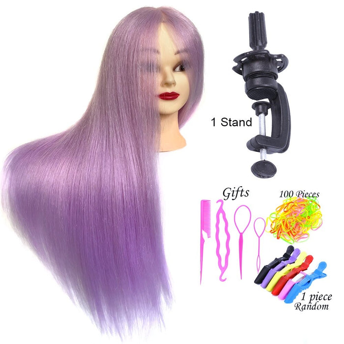 Ombre Mannequin Doll Head for Hairstyle Human Hair & Synthetic Mixed Professional Styling Head Hot Curl Iron Straighten Training