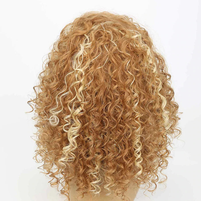 Synthetic Curly Short Brown with Blonde Wig for Women