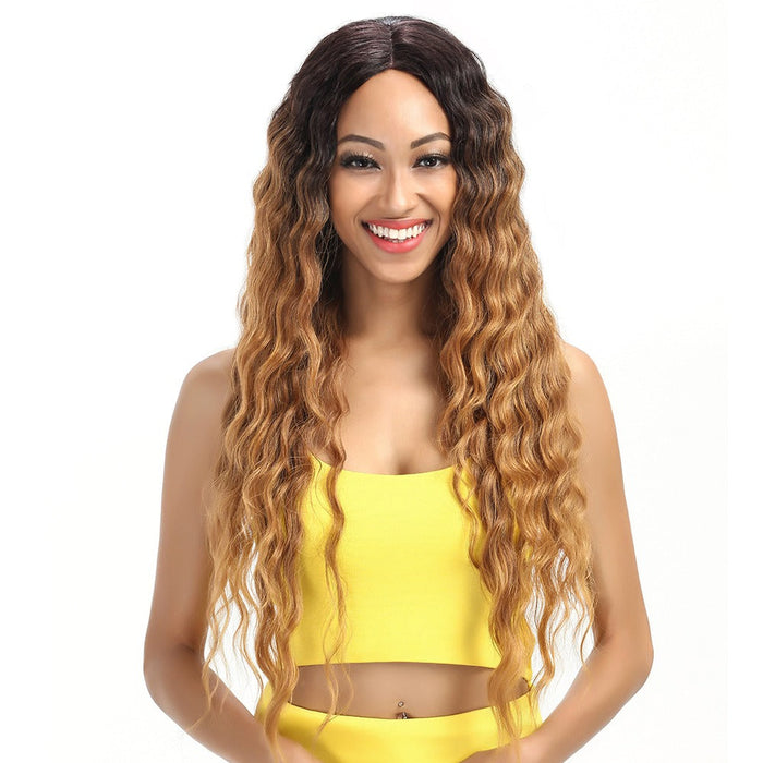 Temperature Front lace Long Curly Wavy Human Hair Wigs