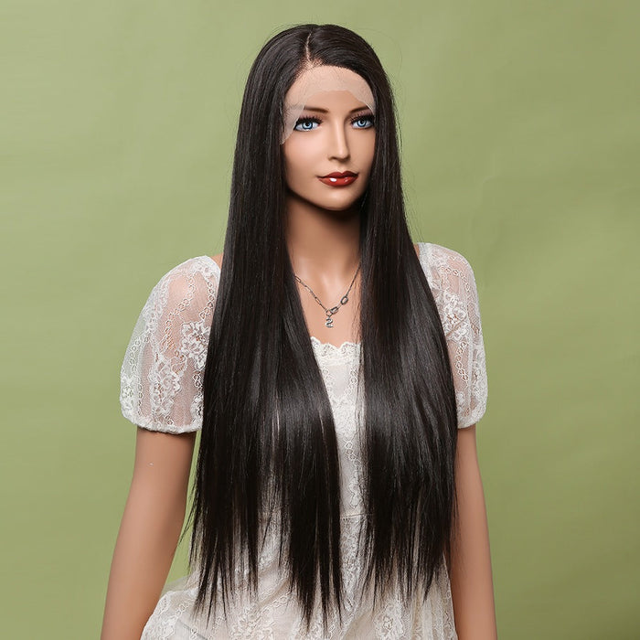 Long Straight Front Lace High Synthetic Human Hair Wig