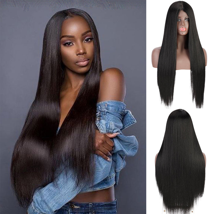 Ins Hot Long Straight Wigs for Women Mini Lace Front Wig（32inch）