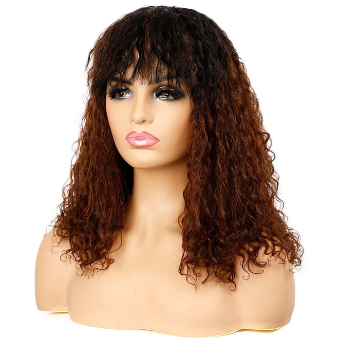 Synthetic Curly Classic Full Quality Machine Made Human Hair Wig