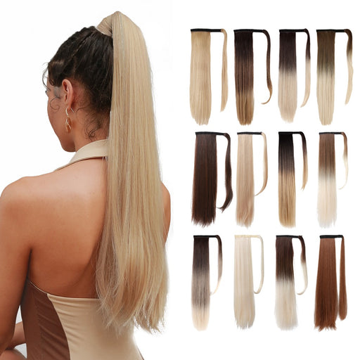 Long Straight Hair Synthetic Ponytail Gradient Ponytail Wig Hair Extension Ponytail