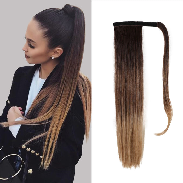 Long Straight Hair Synthetic Ponytail Gradient Ponytail Wig Hair Extension Ponytail