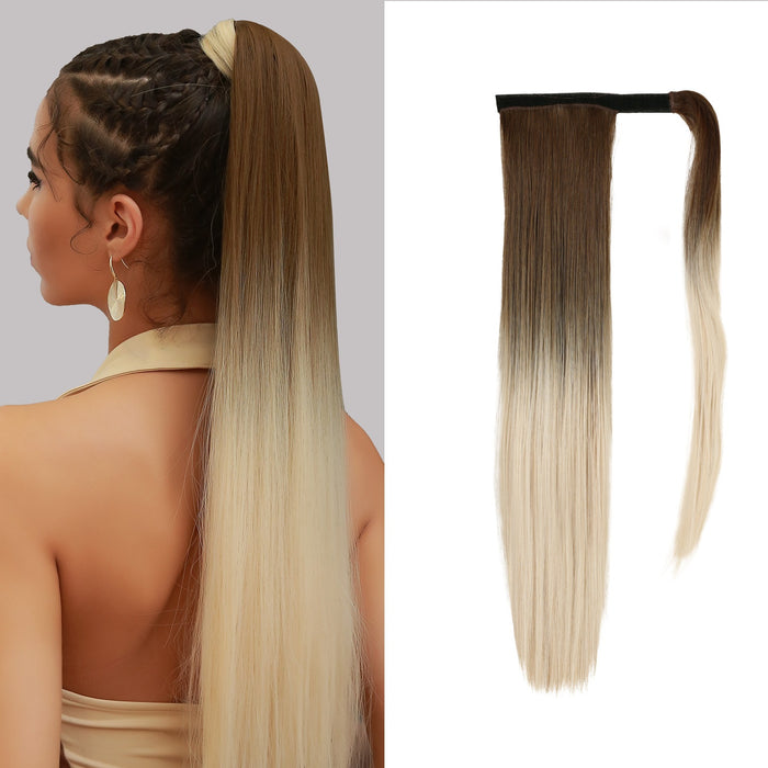 Long Straight Hair Synthetic Ponytail Gradient Ponytail Wig Hair drawstring ponytail for black women