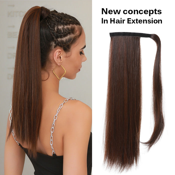 Long Straight Ponytail Gradient Ponytail Wig Clip in Ponytail Hair Extensions