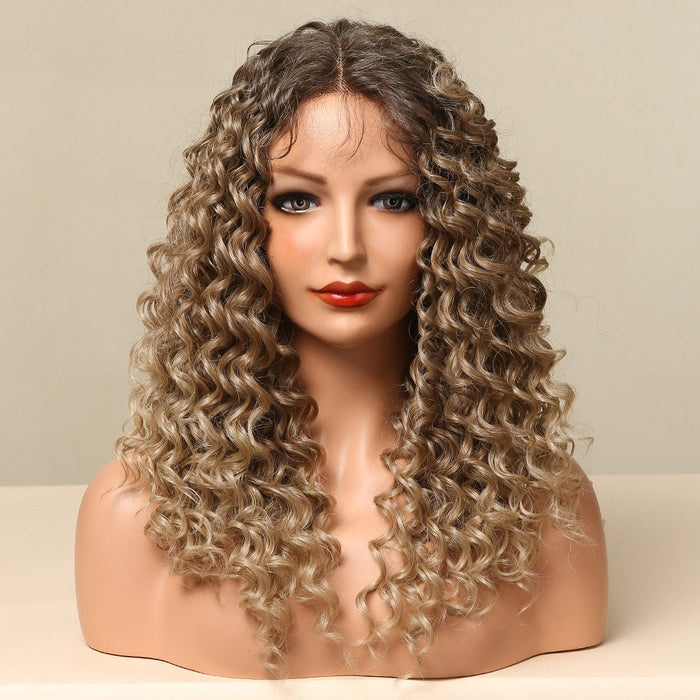 Long Curly Lace Front Water Wave Synthetic Human Hair Wig