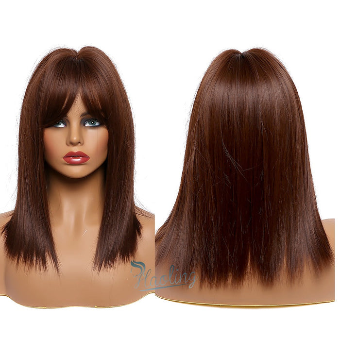 Synthetic Human Hair Wigs With Bangs