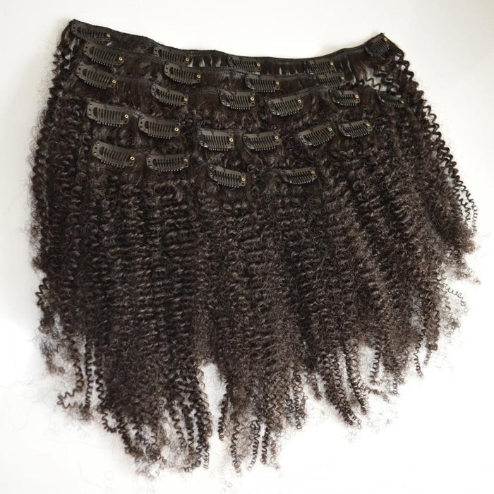 Afro kinky virgin clip in hair extensions 100% human hair