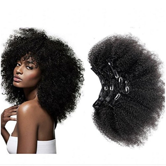 Afro kinky virgin clip in hair extensions 100% human hair