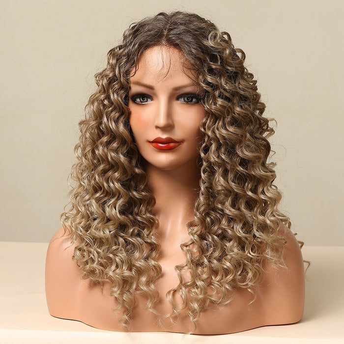 Long Curly Lace Front Water Wave Synthetic Human Hair Wig