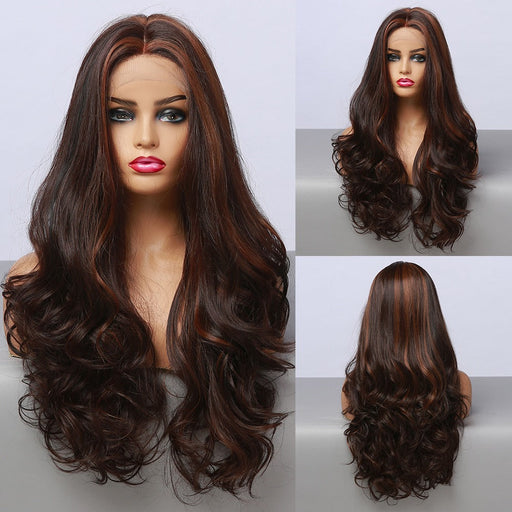 Wave Long Synthetic Heat-resistant Fiber Lace Human Hair Wigs