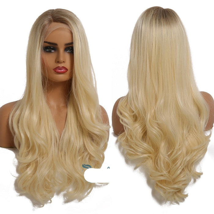 Long Wavy Highlight Synthetic Lace Frontal Human Hiar Wigs