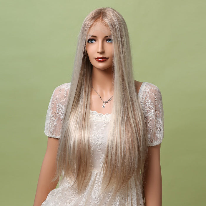 Lace Front T Part Synthetic  Human Hair Wig