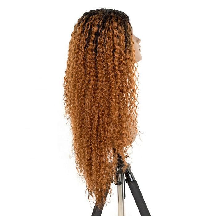 Curl Heat Resistant Lace Front  Long Wavy Human Hair Wigs