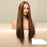 Long Straight Highlights Front Lace Synthetic Human Hair Wig